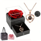 Artificial Flower Gift Box Necklace Christmas Valentines Day Gifts
