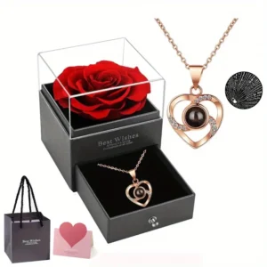 Artificial Flower Gift Box Necklace Christmas Valentines Day Gifts