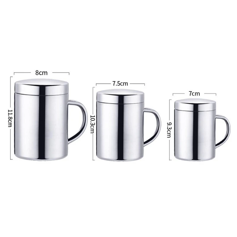 Mugs Stainless Steel Insulated Milk Mug Tumbler Sliver Kitchenware