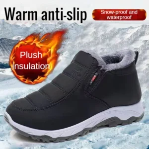 Men's Black Casual Shoes Autumn Winter Cotton Warm Wear Resistant Chunky Sole